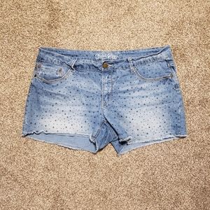 Women's stretchy blue star embellished jean shorts size 16 in great condition